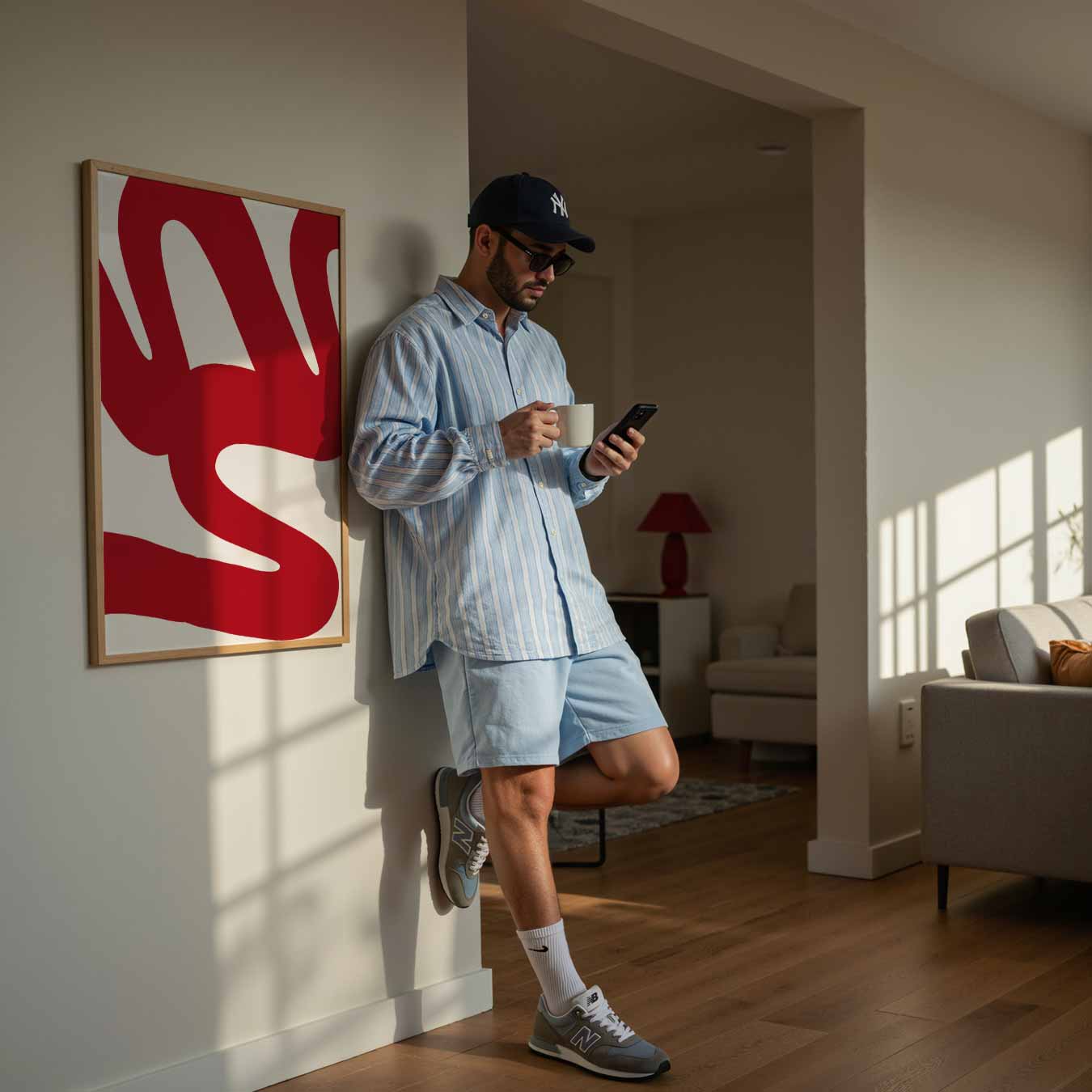 Abstracte Roodgolven Poster-WallArtistic