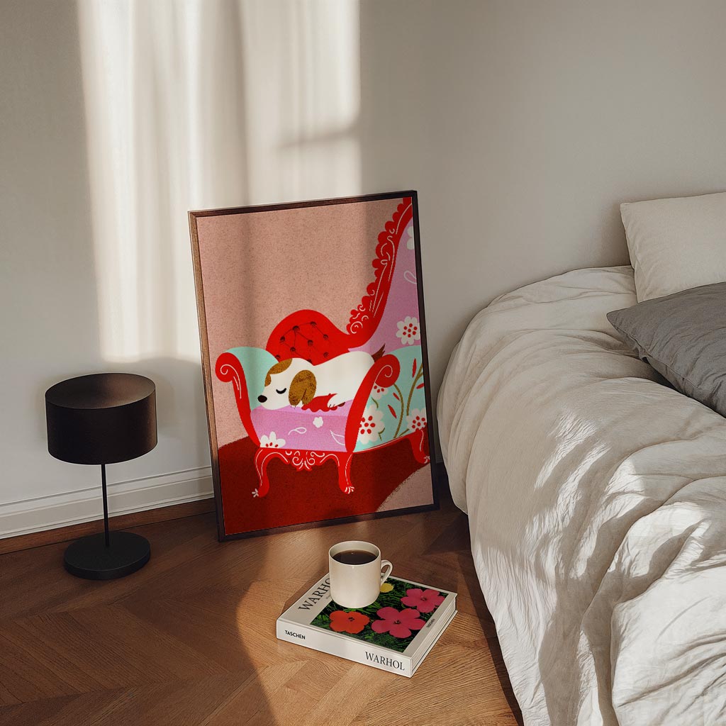 Slapende Poes op Chique Bankje Poster