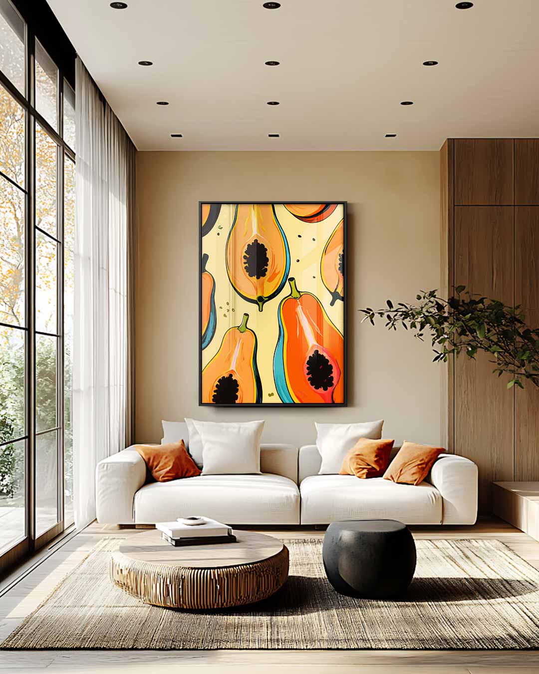 Tropisch Papaya Paradijs Kunstwerk-canvas-dibond-plexiglas-wanddecoratie-WallArtistic