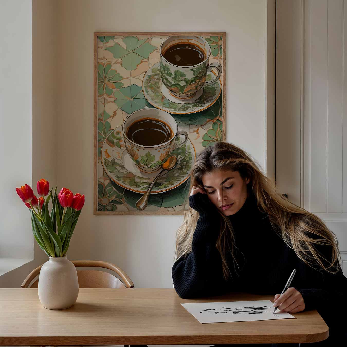 Botanische Koffietijd Poster-WallArtistic