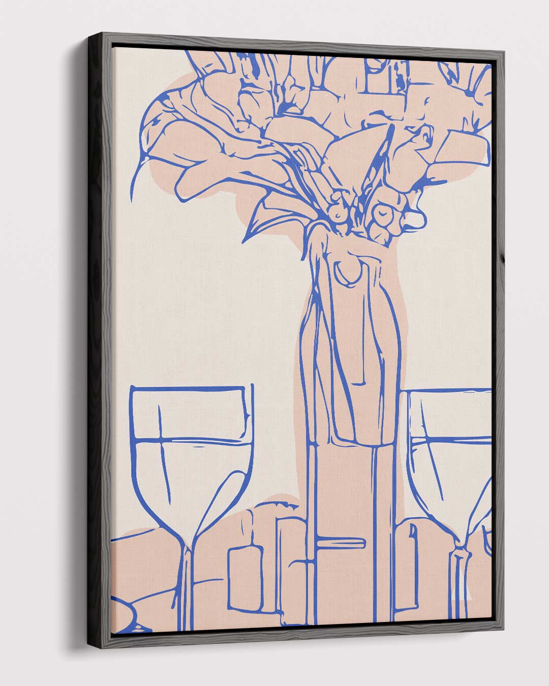 Stilleven met Wijn en Bloemen Kunstwerk-canvas-dibond-plexiglas-wanddecoratie-WallArtistic