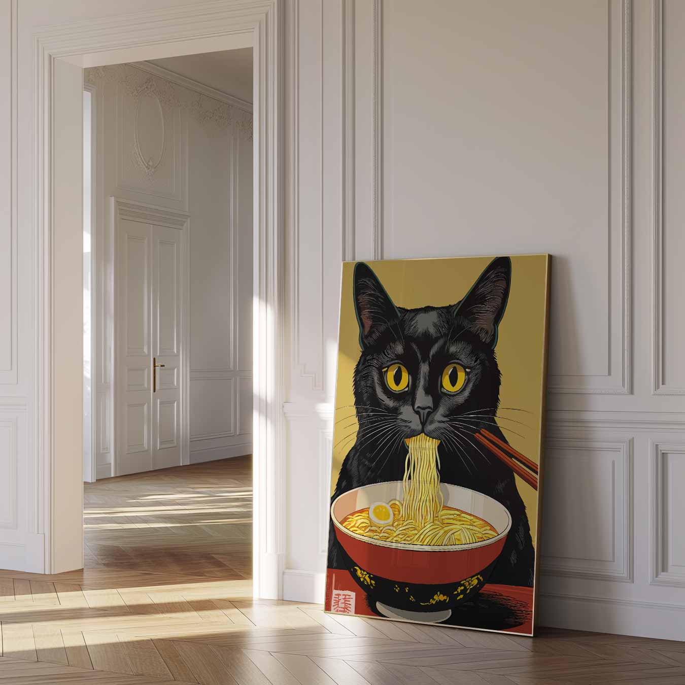 Kat met Ramen Poster-WallArtistic
