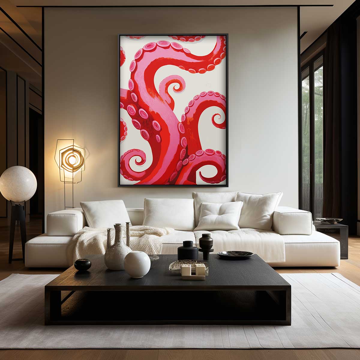 Kleurrijke Tentakelscape Kunstwerk-canvas-dibond-plexiglas-wanddecoratie-WallArtistic