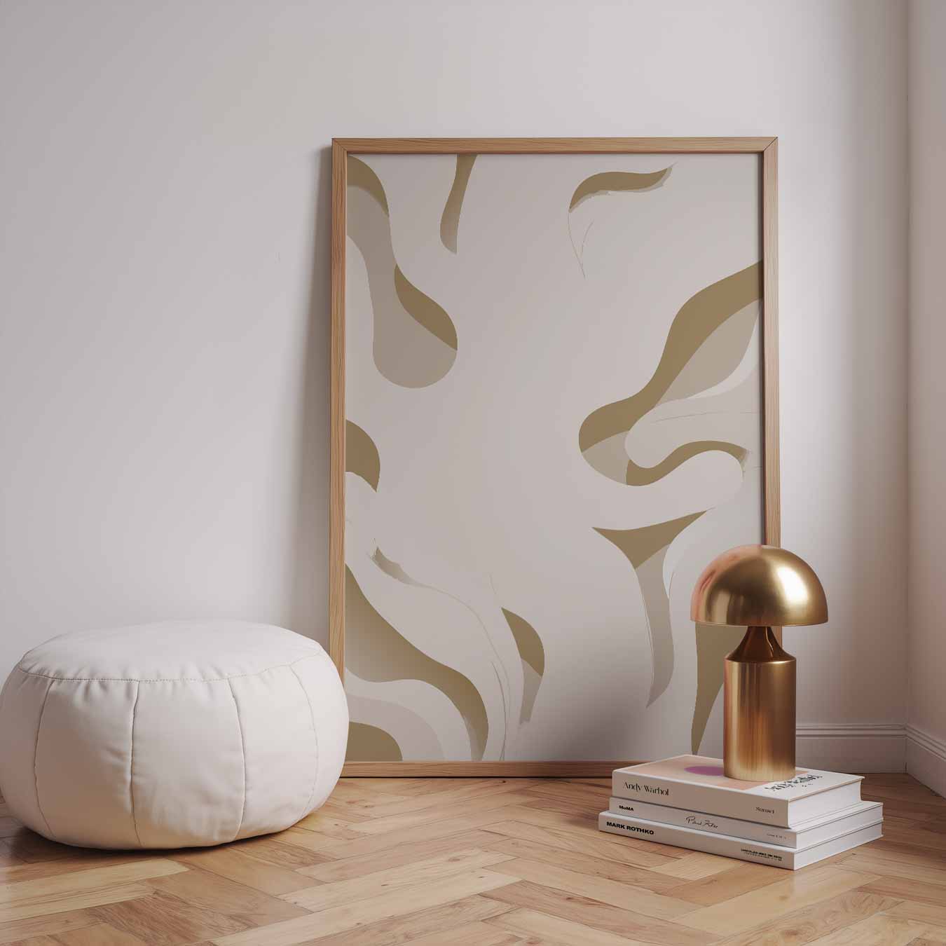 Elegante Abstracte Beige Kunstposter