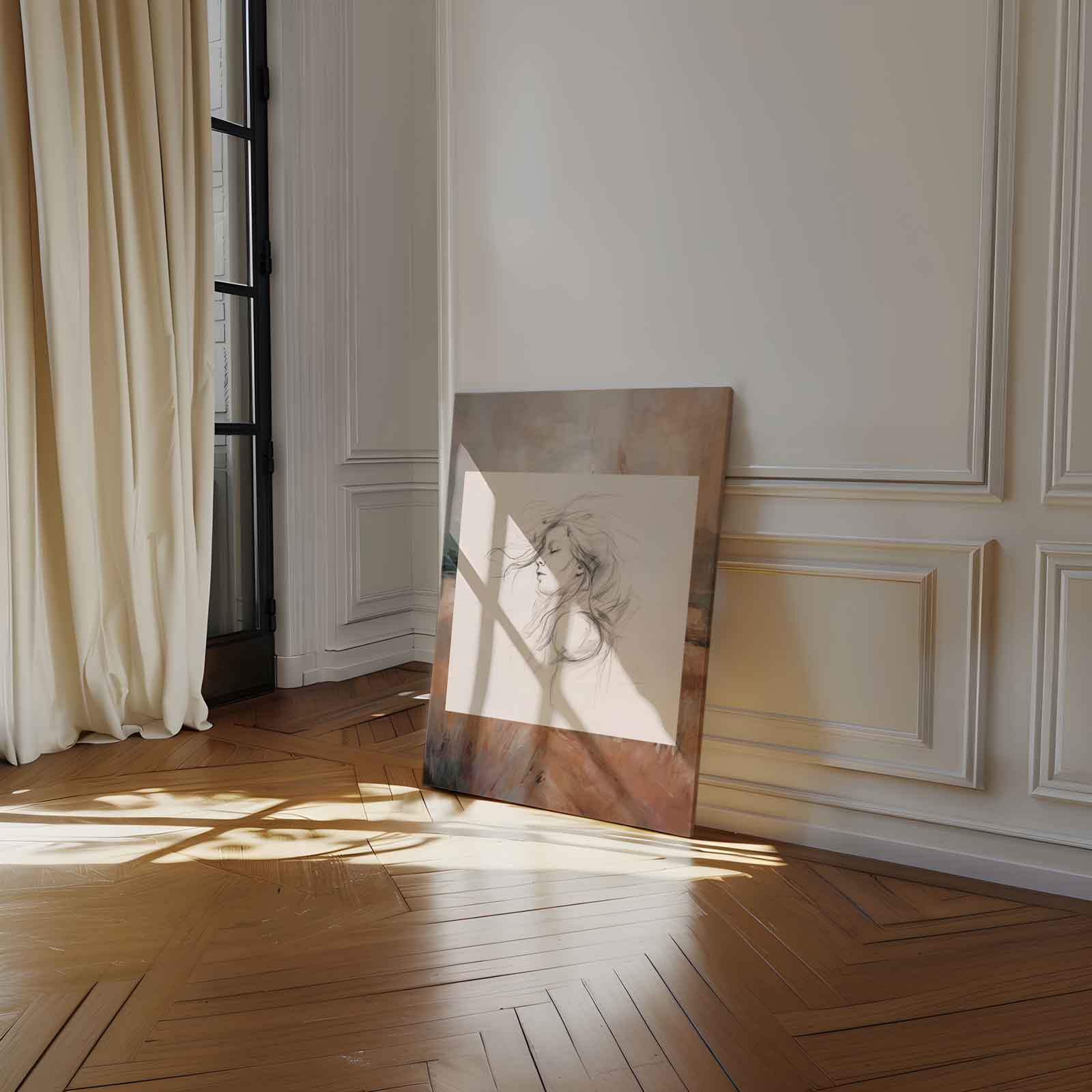 Dromerig Portret Kunstwerk-canvas-dibond-plexiglas-wanddecoratie-WallArtistic