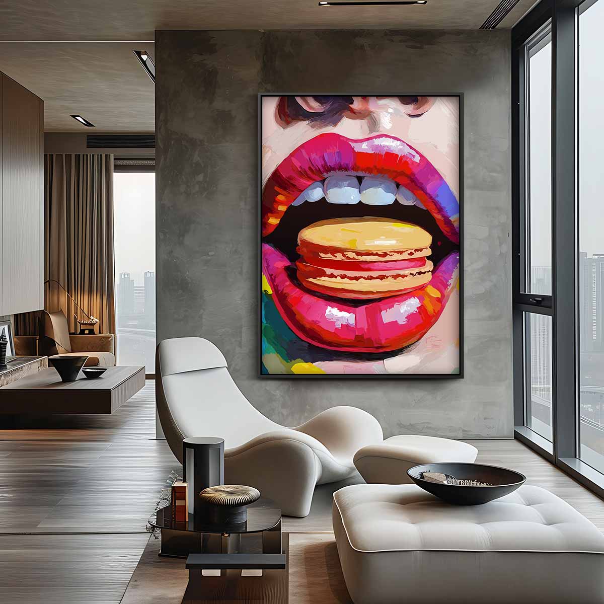 Kleurrijke Macaron Smaakexplosie Kunstwerk-canvas-dibond-plexiglas-wanddecoratie-WallArtistic