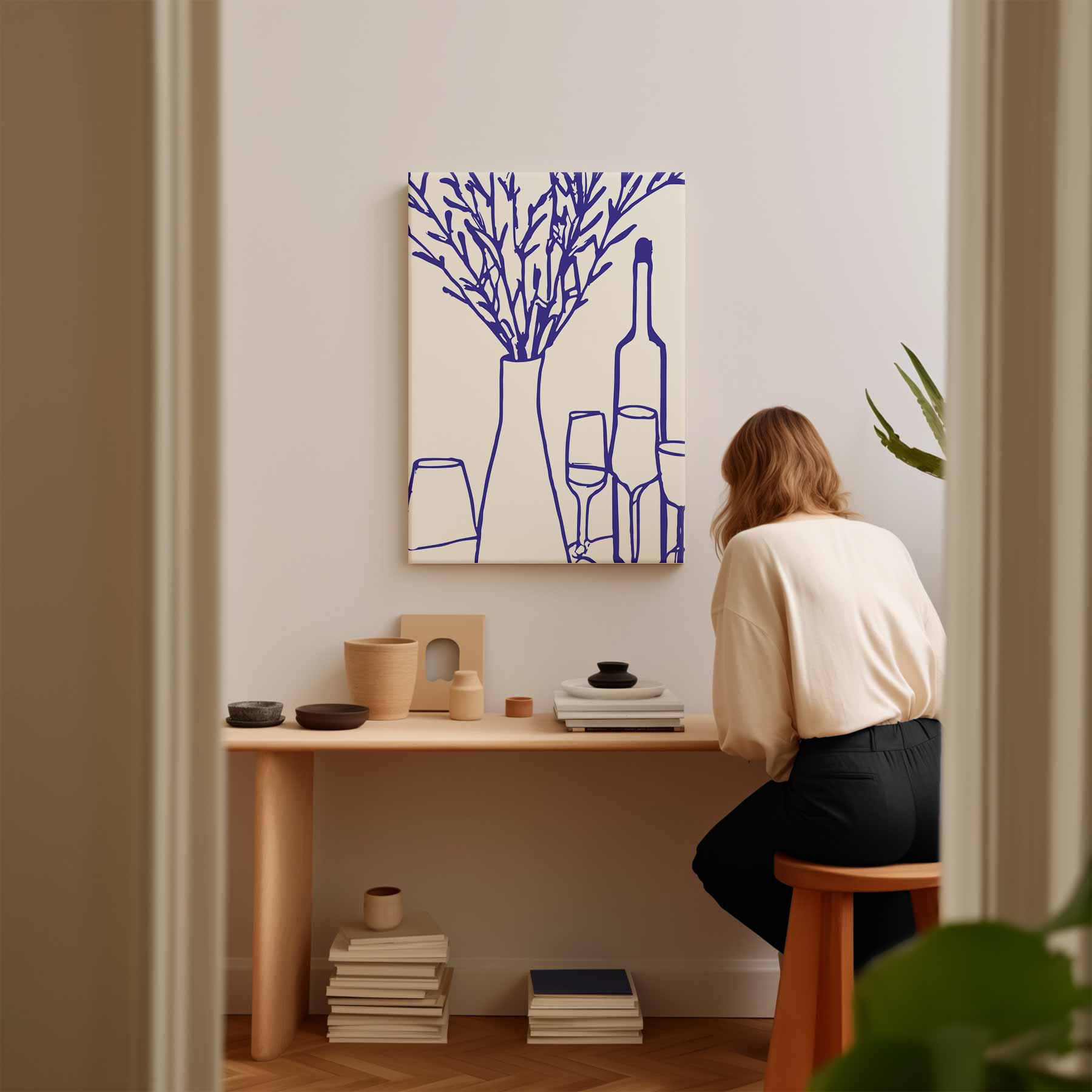Stilleven in Blauw Kunstwerk-canvas-dibond-plexiglas-wanddecoratie-WallArtistic