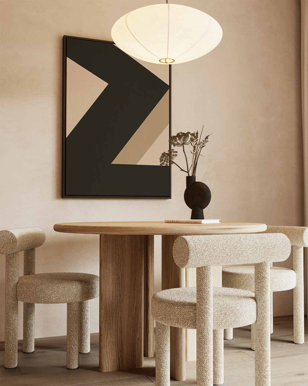 Dynamische Lijnen in Zwart en Beige Kunstwerk-canvas-dibond-plexiglas-wanddecoratie-WallArtistic