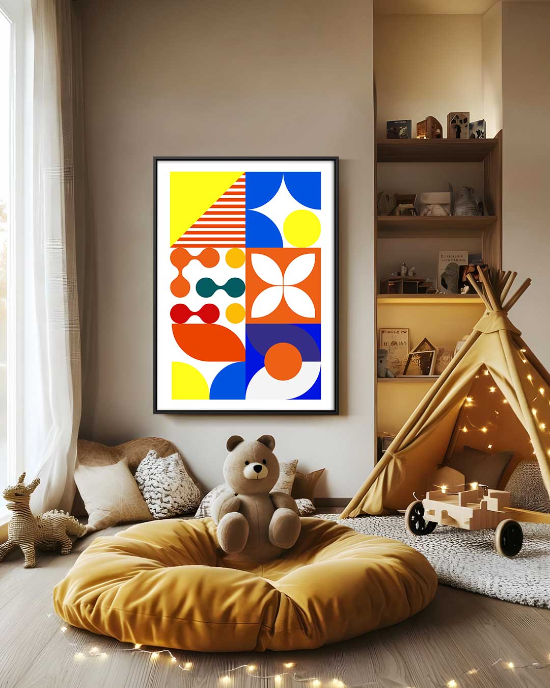 Kleurrijk Geometrisch Genot Kunstwerk-canvas-dibond-plexiglas-wanddecoratie-WallArtistic