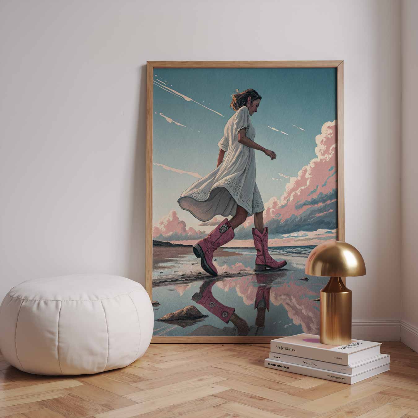 Strandwandeling in Stijl Poster