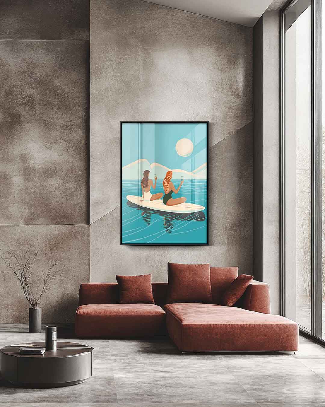 Zonsondergang op het Water Kunstwerk-canvas-dibond-plexiglas-wanddecoratie-WallArtistic