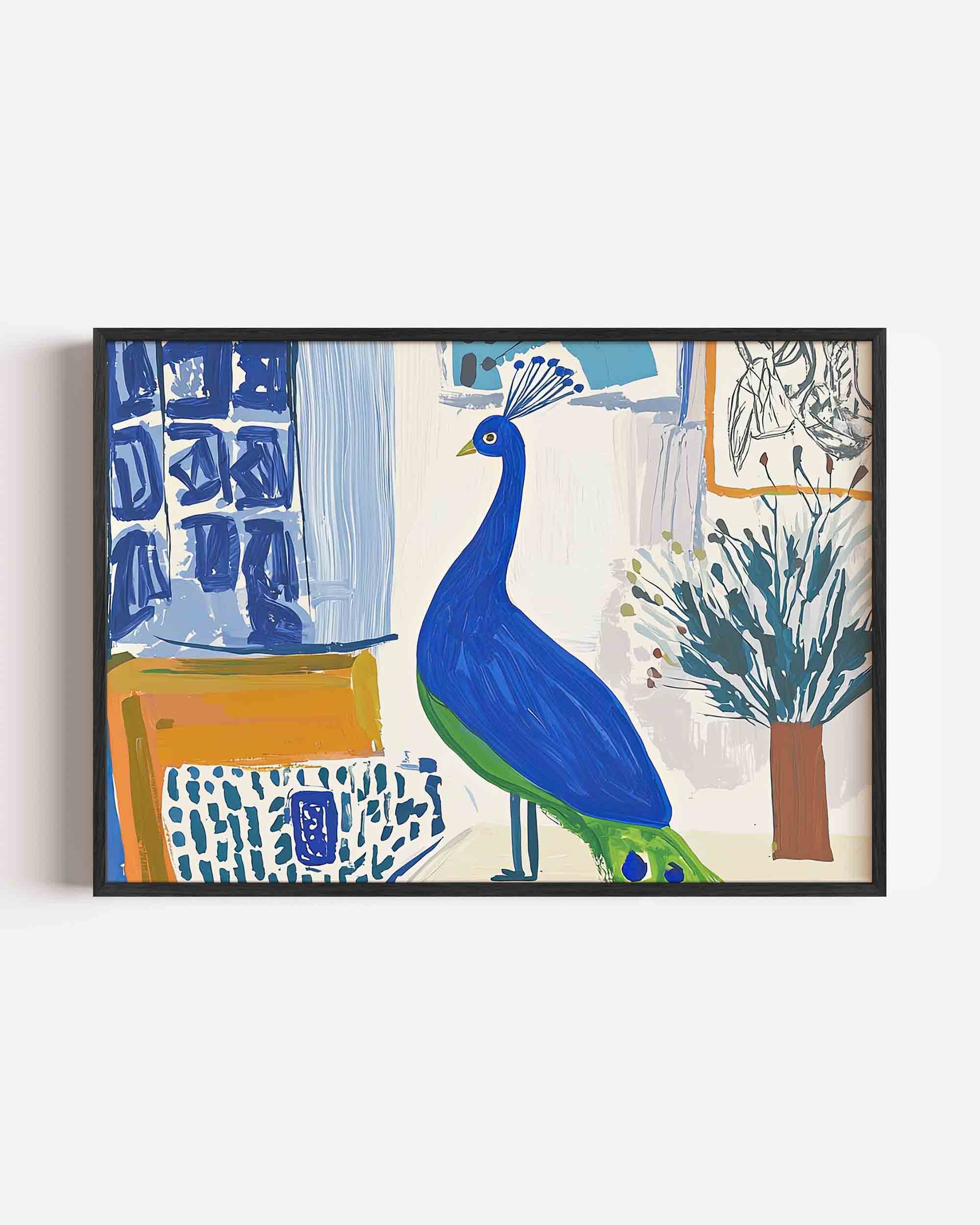 Pauw met blauwe veren Poster