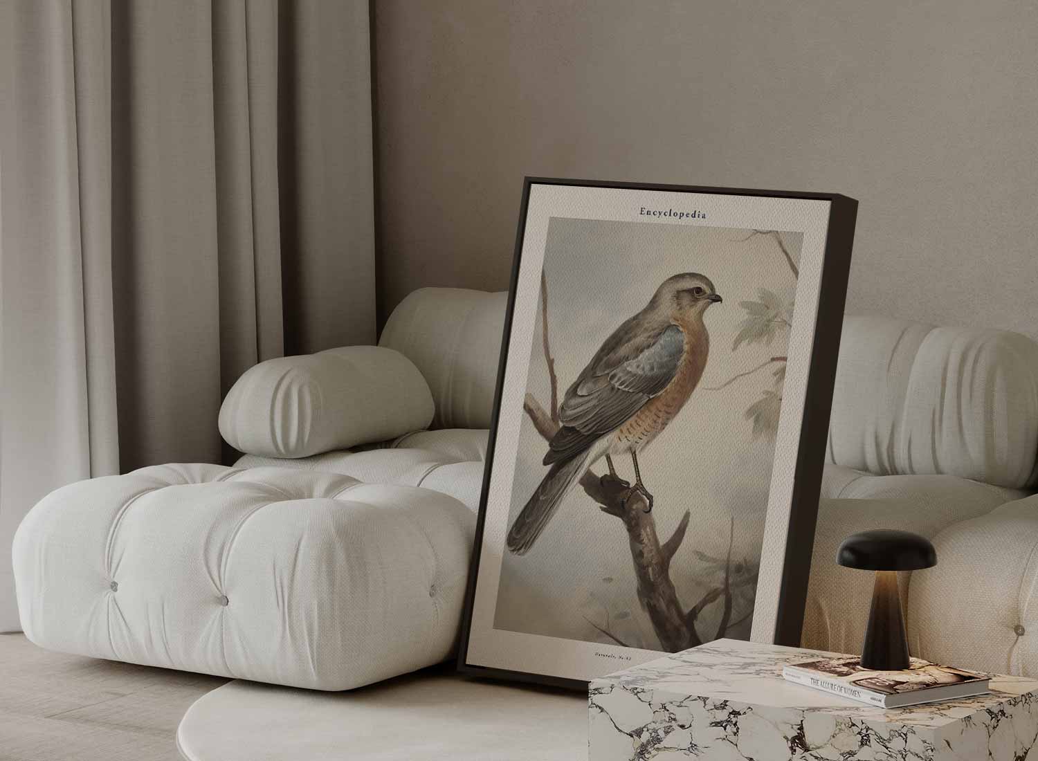 Vintage Vogelschilderij op Canvas Kunstwerk-canvas-dibond-plexiglas-wanddecoratie-WallArtistic