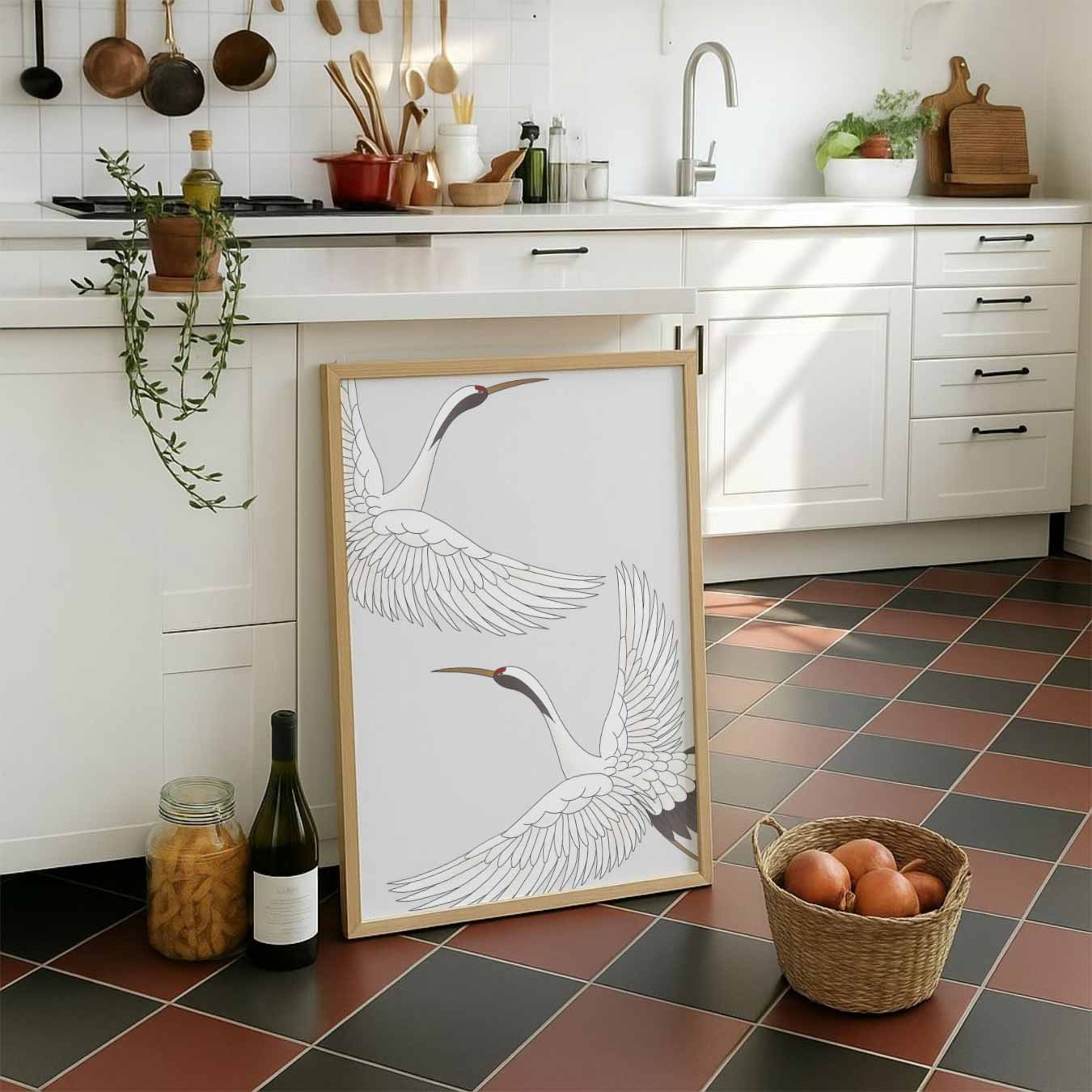 Vliegende Kraanvogels Poster-WallArtistic
