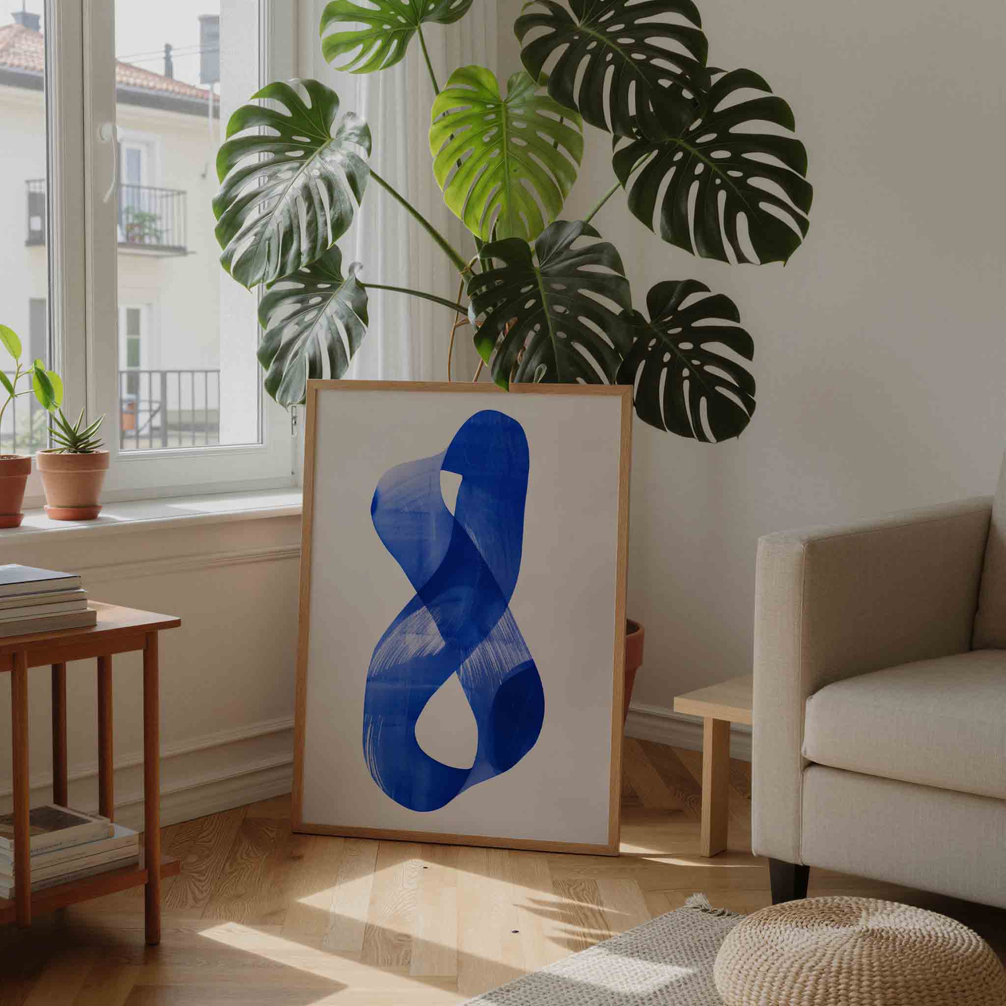Abstracte blauwe vorm Poster