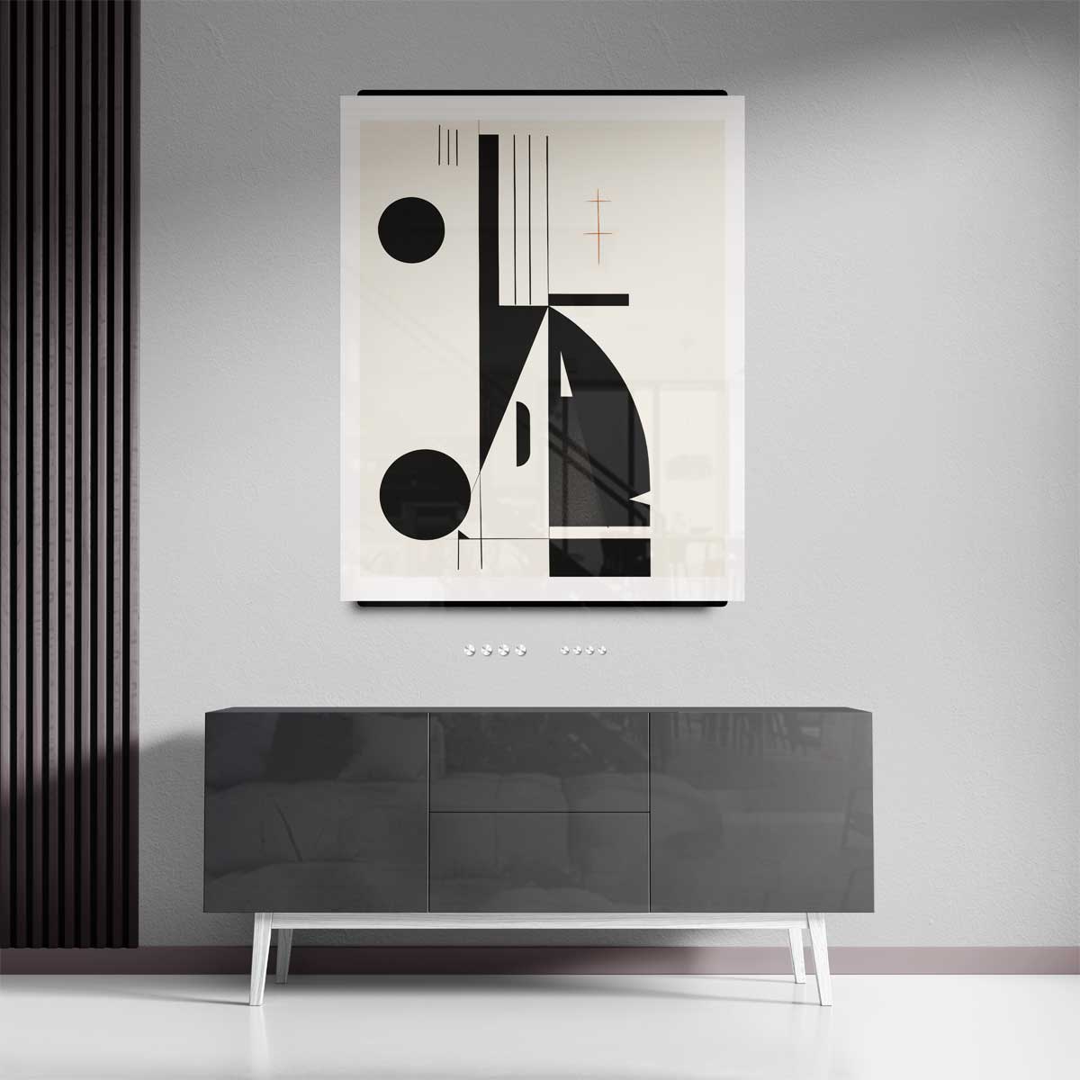 Geometrische Harmonie in Zwart en Wit Kunstwerk-canvas-dibond-plexiglas-wanddecoratie-WallArtistic