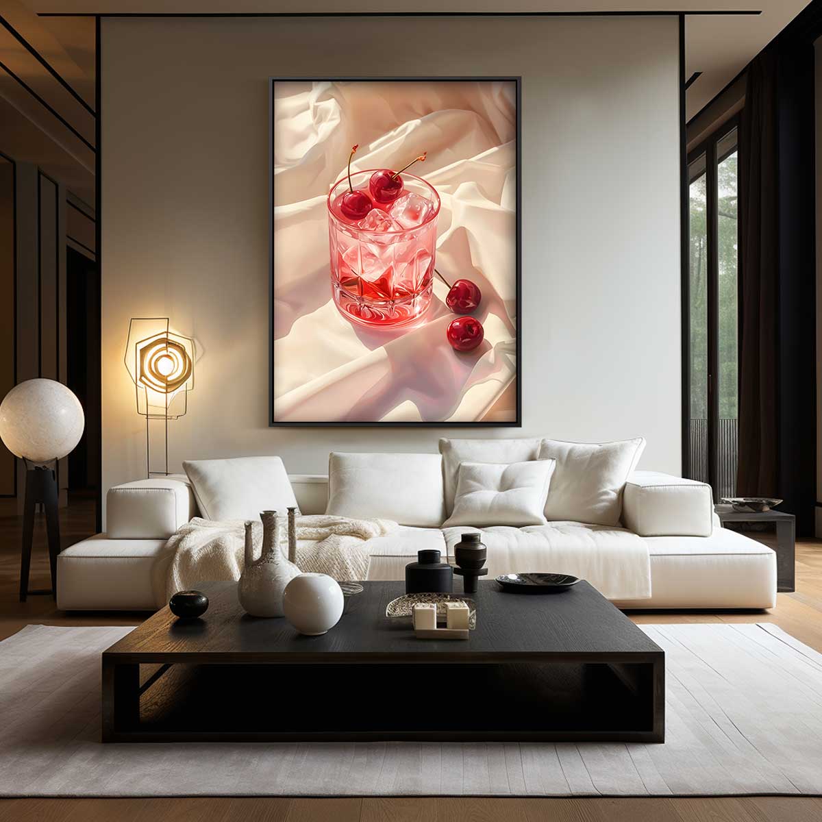 Verfrissende Kersen Op IJs Kunstwerk-canvas-dibond-plexiglas-wanddecoratie-WallArtistic