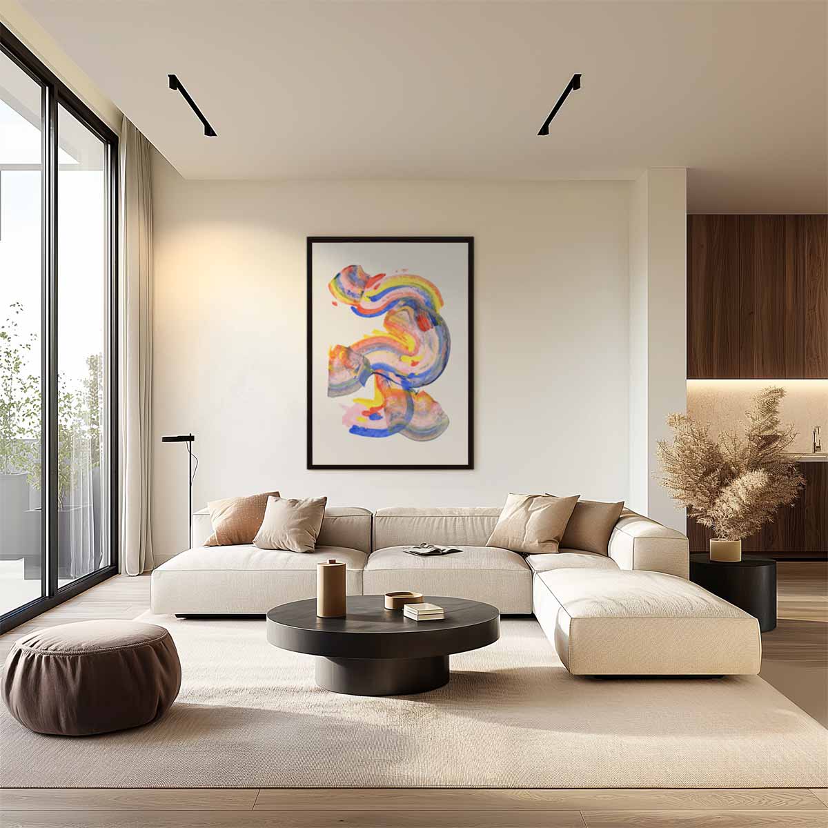 Vrolijke Kleurenwervel Kunstwerk-canvas-dibond-plexiglas-wanddecoratie-WallArtistic