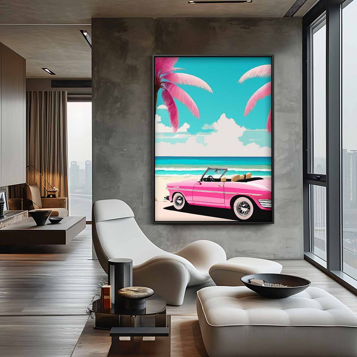 Retro Zomer Droom Kunstwerk-canvas-dibond-plexiglas-wanddecoratie-WallArtistic
