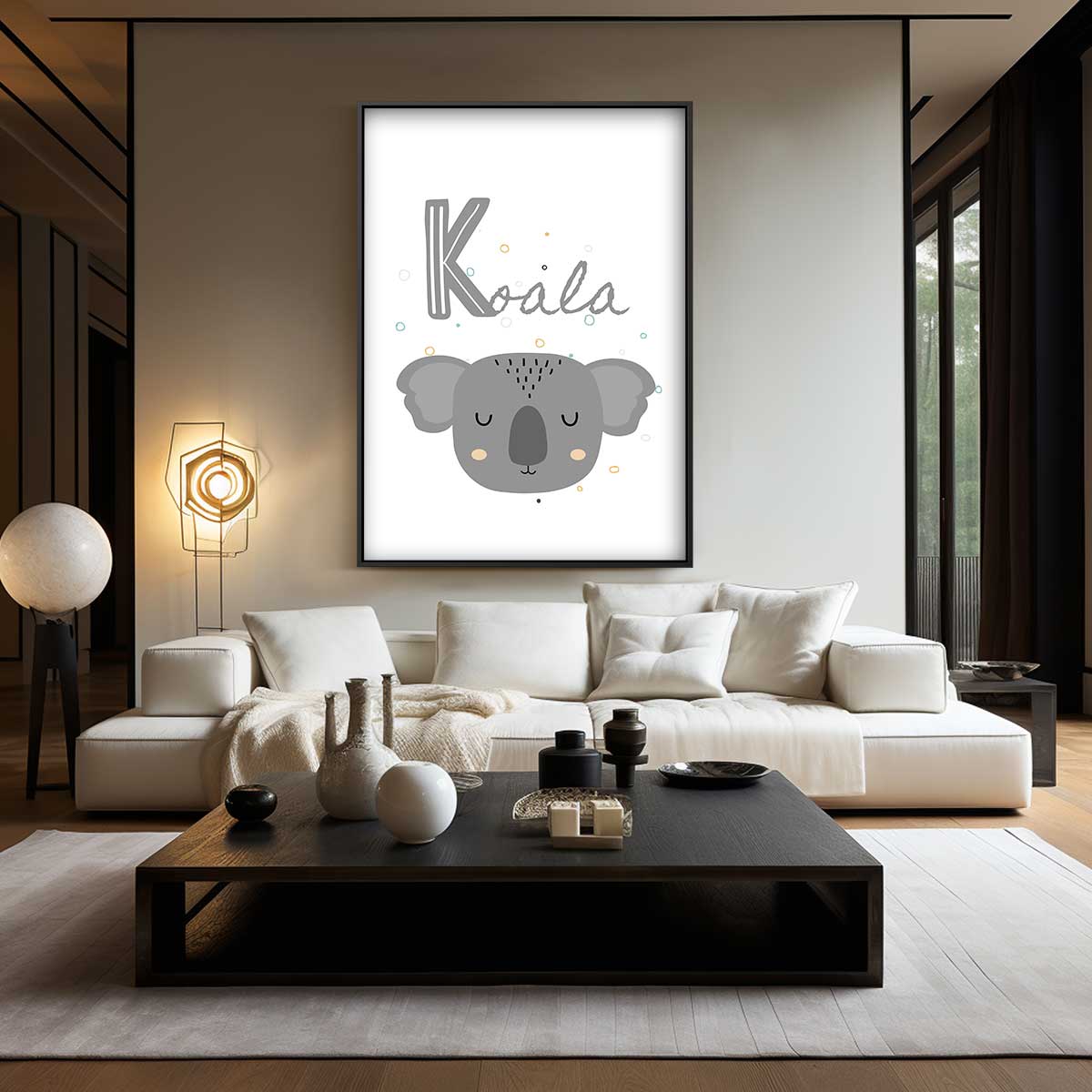 Schattige Koala Illustratie Kunstwerk-canvas-dibond-plexiglas-wanddecoratie-WallArtistic