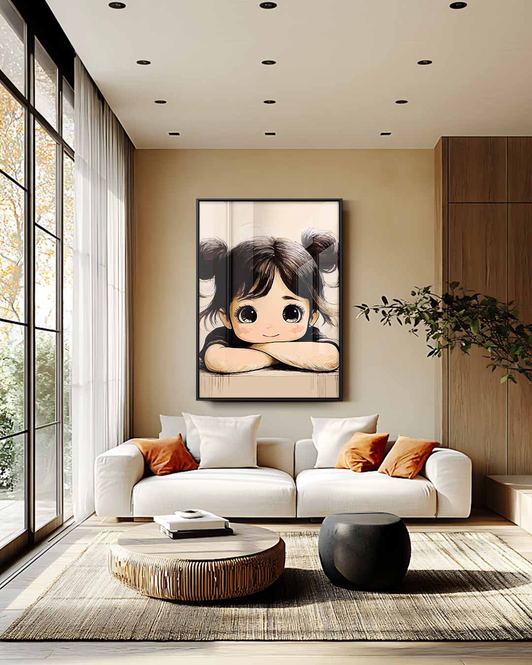 Lieve Meisje in Vintage Stijl Kunstwerk-canvas-dibond-plexiglas-wanddecoratie-WallArtistic