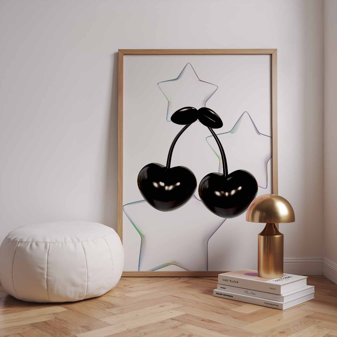Twee Zwarte Kersen en Sterren Poster-WallArtistic