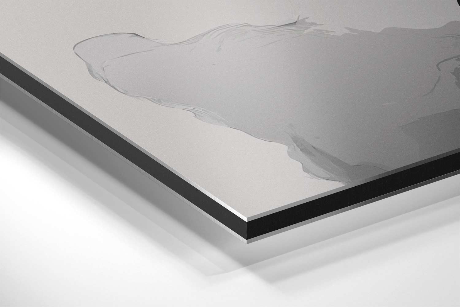 Abstracte Grijs-zwarte Stroming Kunstwerk-canvas-dibond-plexiglas-wanddecoratie-WallArtistic