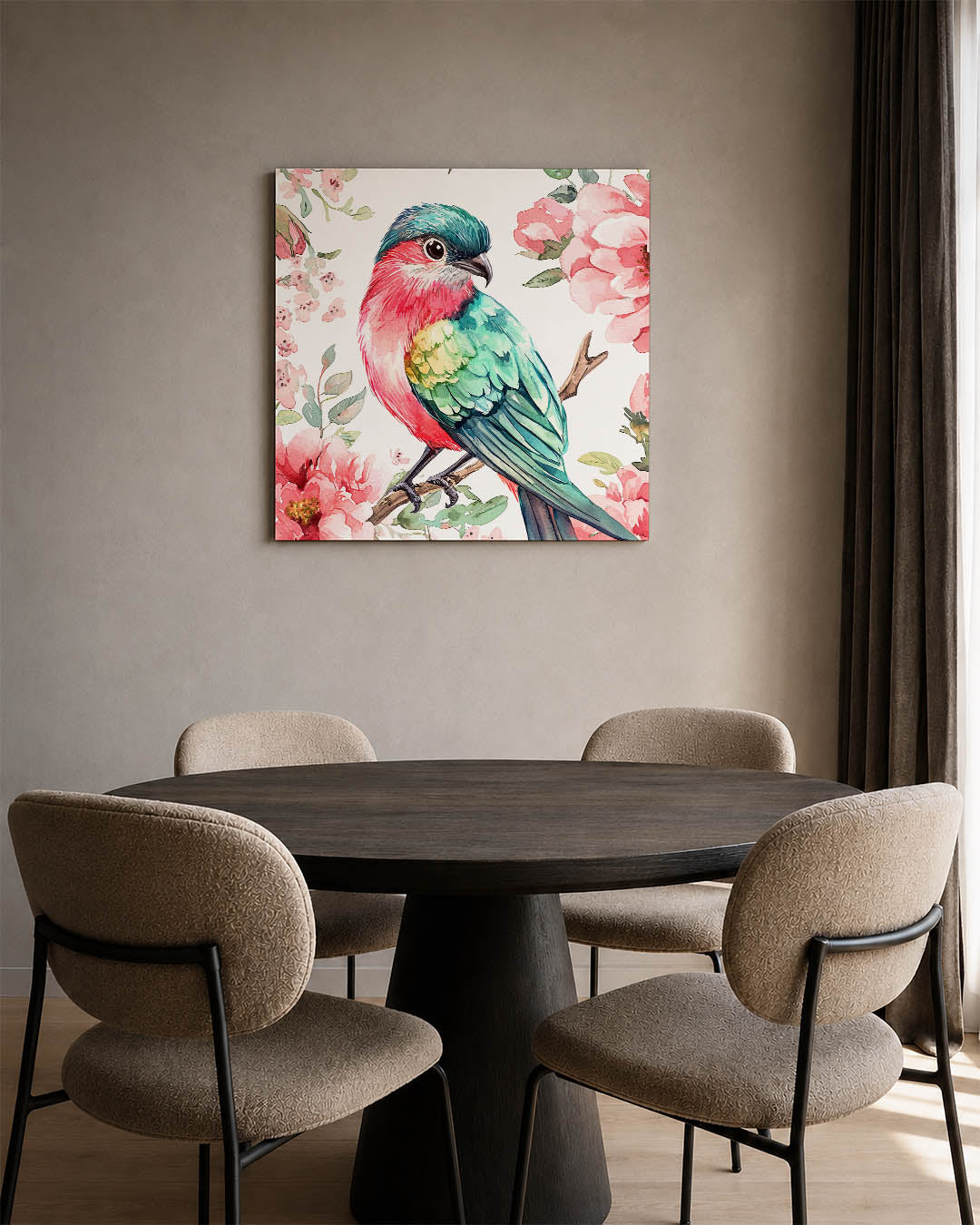 Vogel en bloemen Kunstwerk