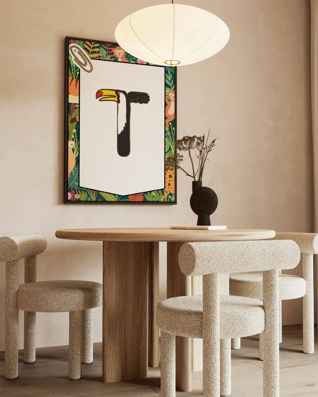T is voor Toekan Kunstwerk-canvas-dibond-plexiglas-wanddecoratie-WallArtistic