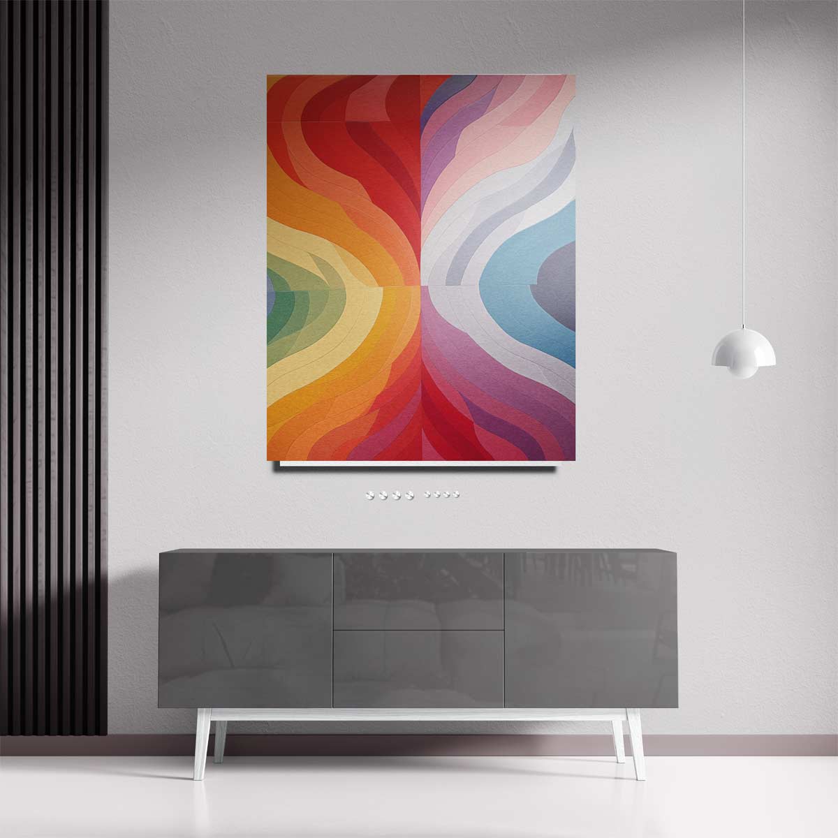 Kleurrijke Golfpatronen Kunstwerk-canvas-dibond-plexiglas-wanddecoratie-WallArtistic