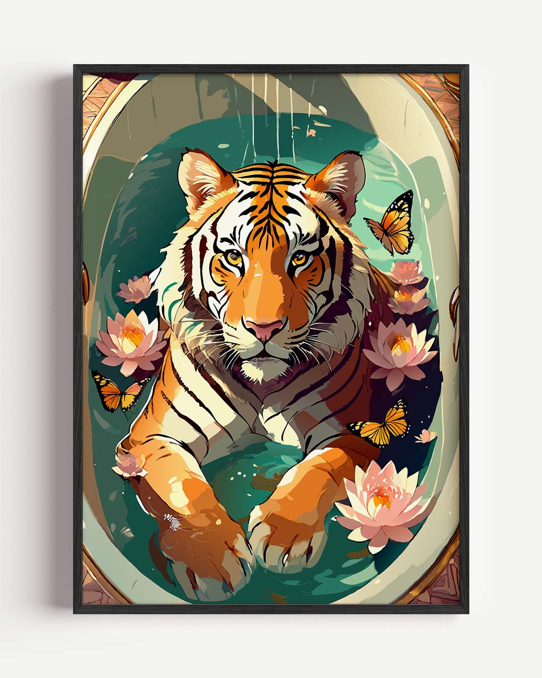 Tijger in Lotusvijver Poster-WallArtistic