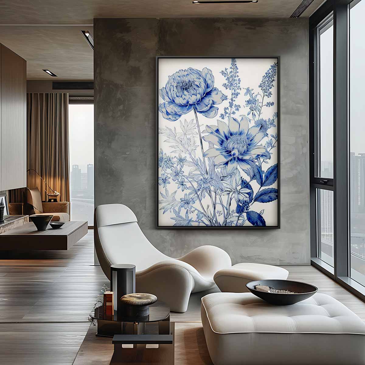 Bloeiende Blauwdruk Kunstwerk-canvas-dibond-plexiglas-wanddecoratie-WallArtistic
