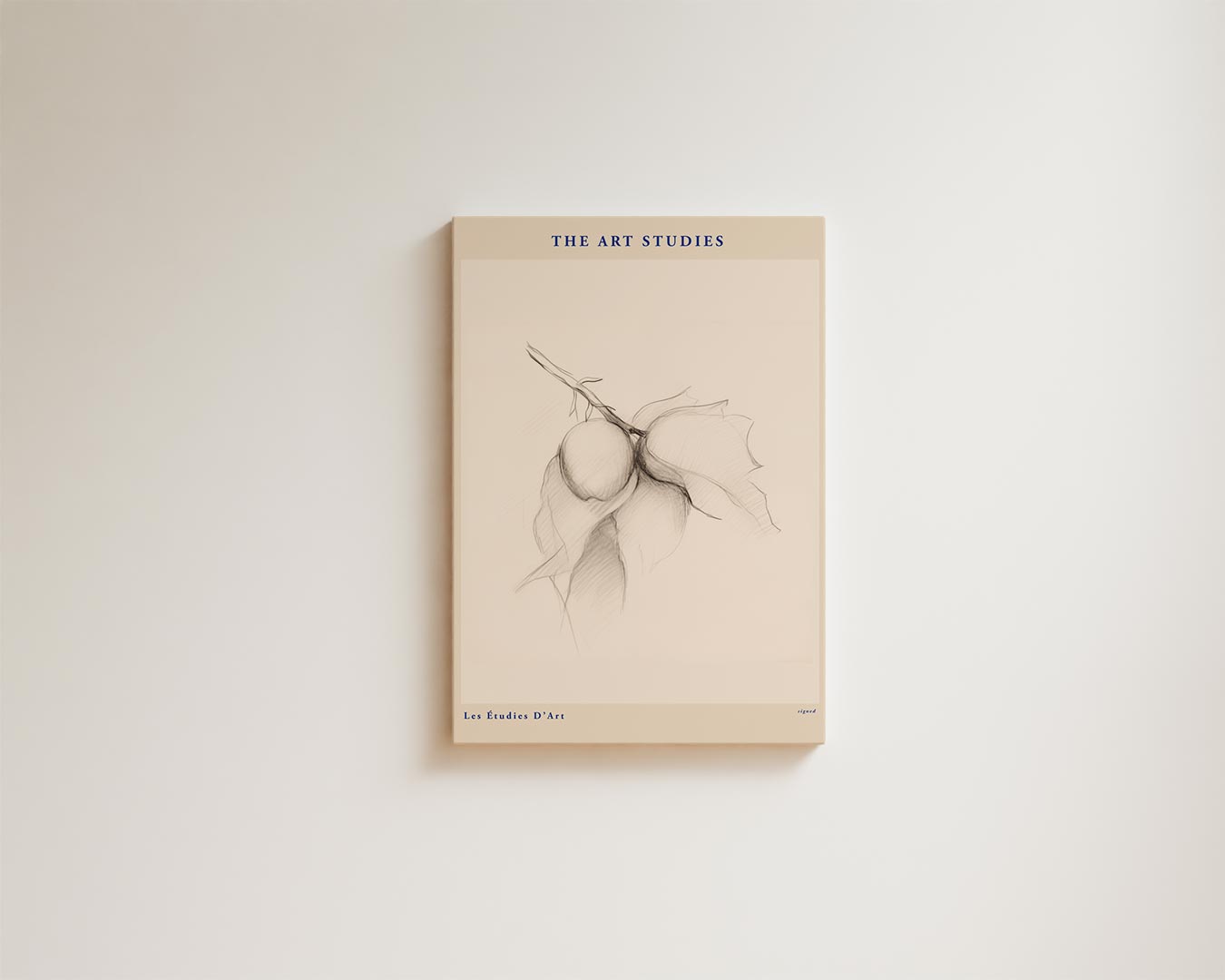 Potloodschets Van Tak Met Vruchten Kunstwerk-canvas-dibond-plexiglas-wanddecoratie-WallArtistic