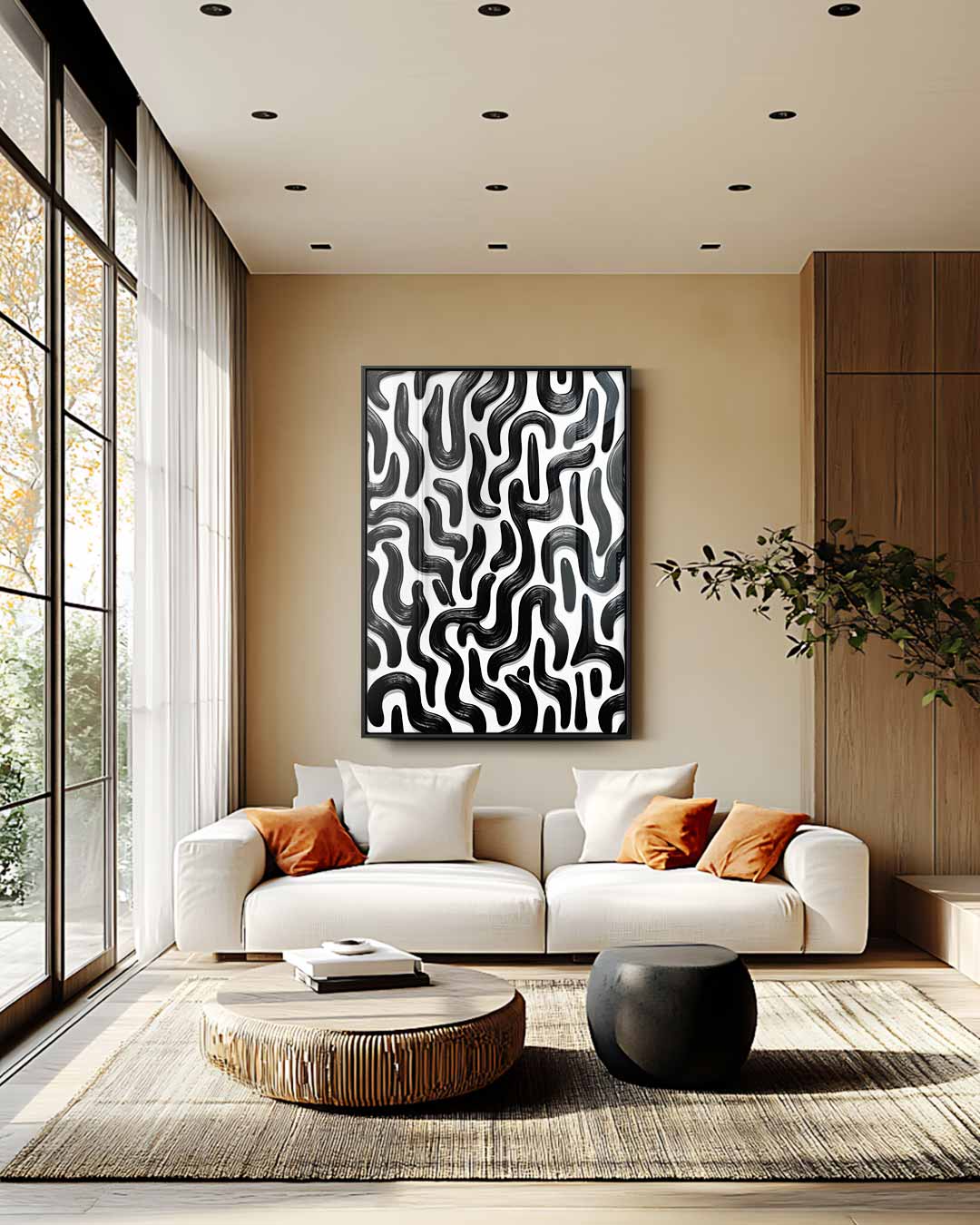 Dynamische Zwarte Stroom Kunstwerk-canvas-dibond-plexiglas-wanddecoratie-WallArtistic