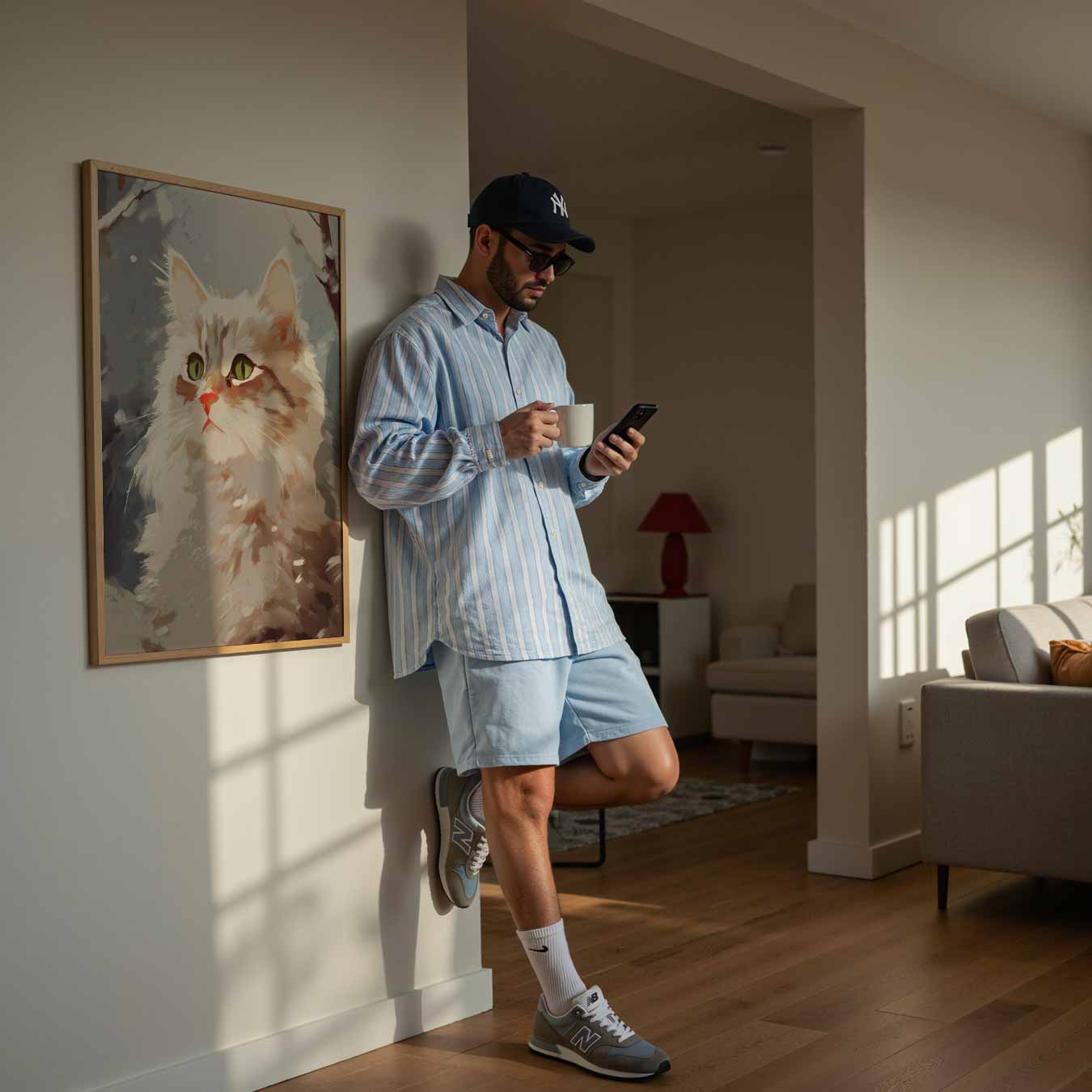 Winterse Kat Kunstposter-WallArtistic