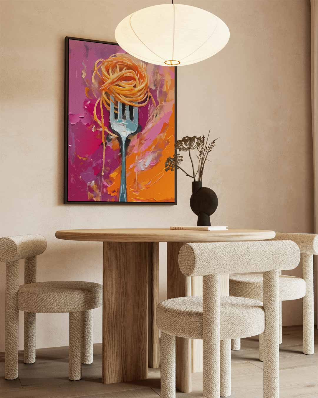 Spaghetti op een Vork Kunstwerk-canvas-dibond-plexiglas-wanddecoratie-WallArtistic