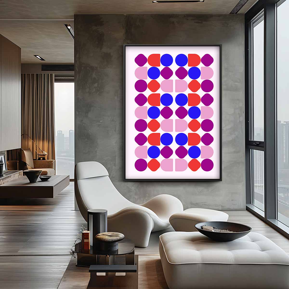 Kleurrijke Geometrische Compositie Kunstwerk-canvas-dibond-plexiglas-wanddecoratie-WallArtistic