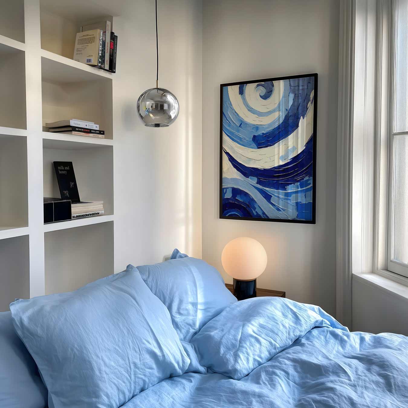 Dromerige Blauwe Wervelingen Poster-WallArtistic
