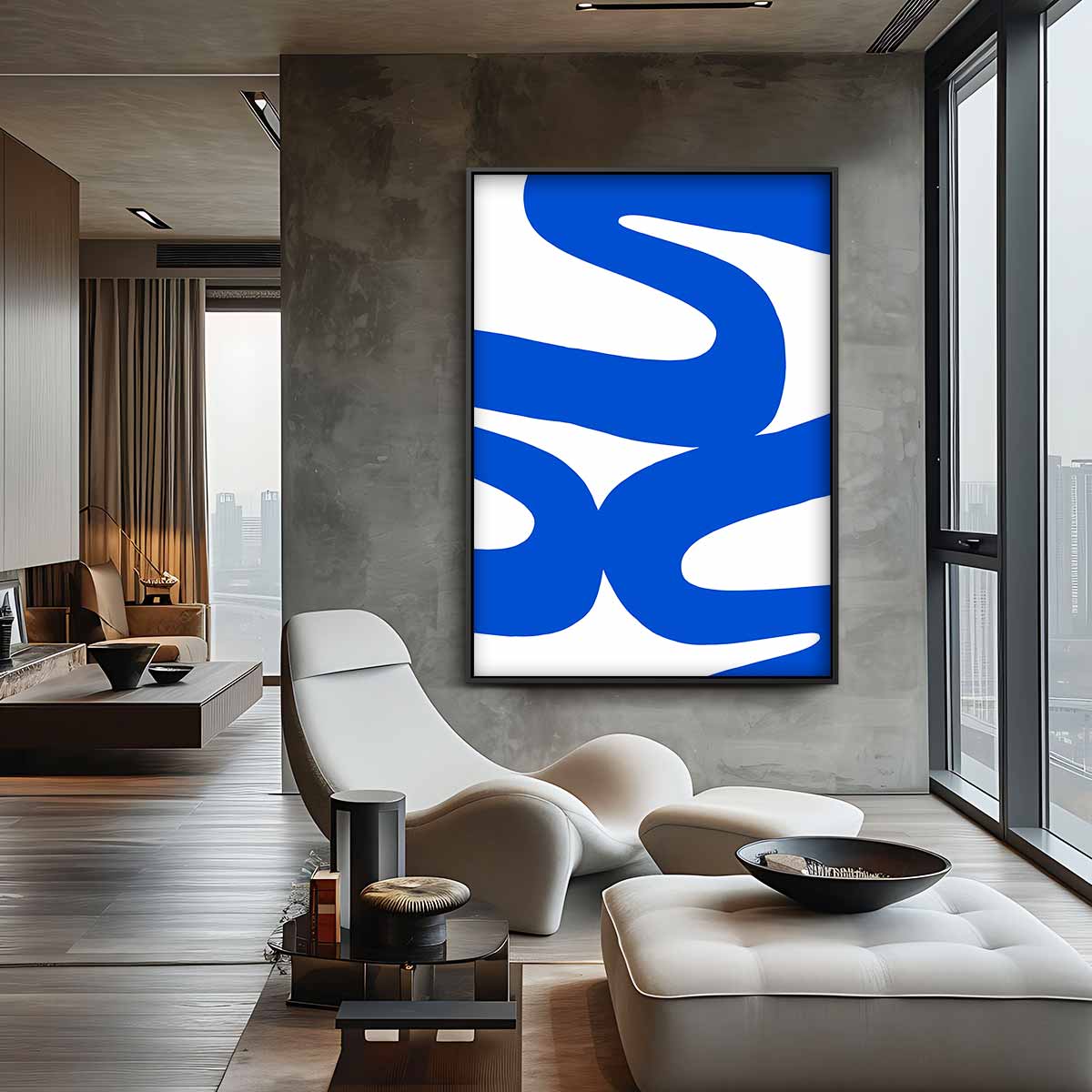 Dans van de Blauwe Lijnen Kunstwerk-canvas-dibond-plexiglas-wanddecoratie-WallArtistic