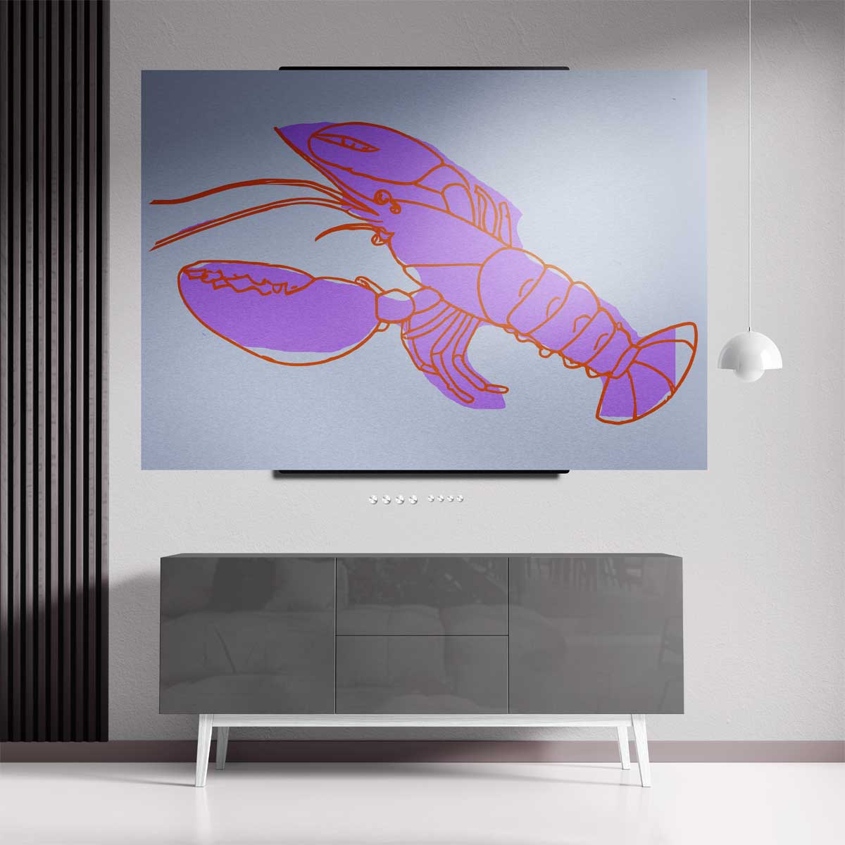 Kleurrijke Kreeft in Abstract Kunstwerk-canvas-dibond-plexiglas-wanddecoratie-WallArtistic