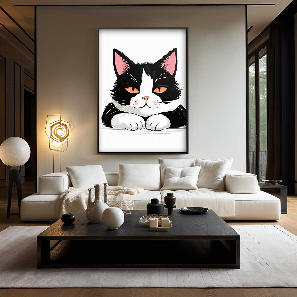 Knappe Kat met Oranje Ogen Kunstwerk-canvas-dibond-plexiglas-wanddecoratie-WallArtistic