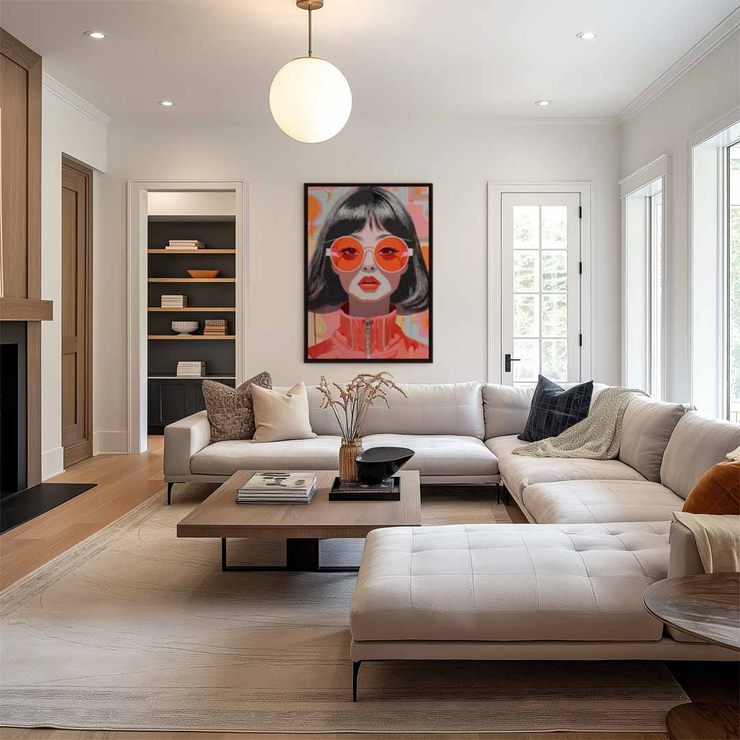 Retro Chic Portret Kunstwerk-canvas-dibond-plexiglas-wanddecoratie-WallArtistic