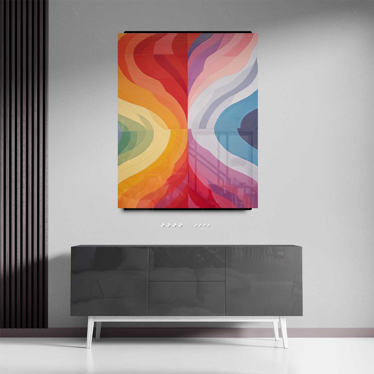 Kleurrijke Golfpatronen Kunstwerk-canvas-dibond-plexiglas-wanddecoratie-WallArtistic