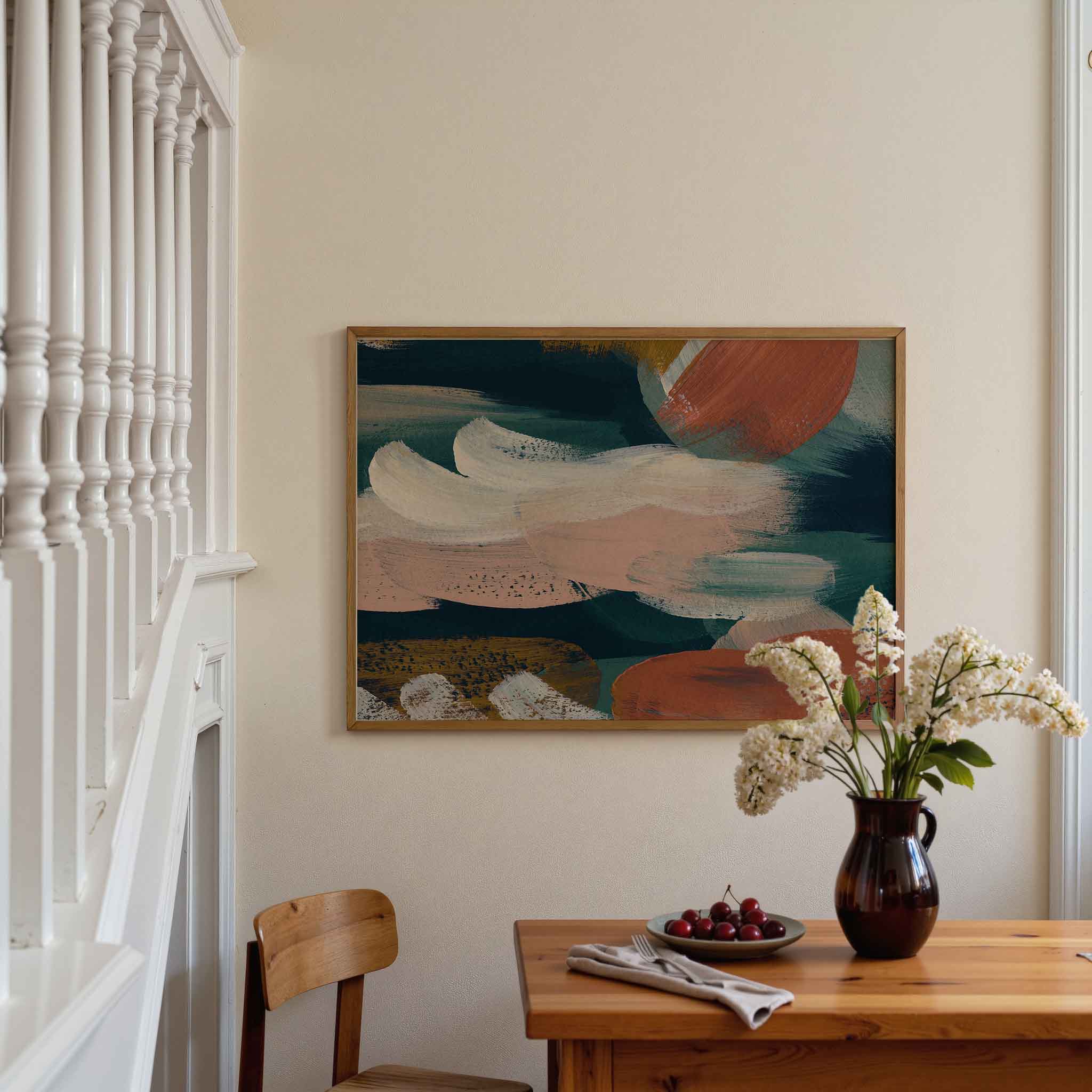 Abstracte penseelstreken Poster