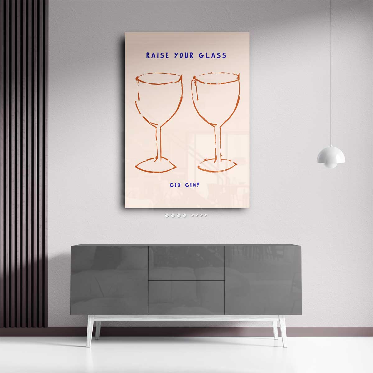 Proostende Wijnglazen Illustratie Kunstwerk-canvas-dibond-plexiglas-wanddecoratie-WallArtistic