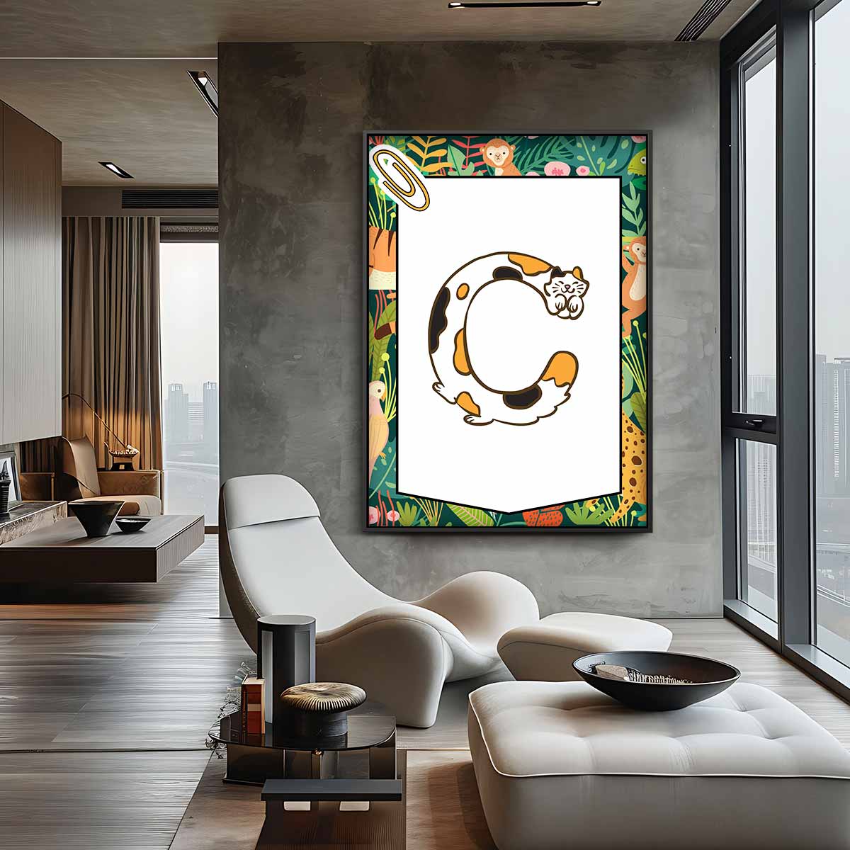 Slaapkat Alfabet Print Kunstwerk-canvas-dibond-plexiglas-wanddecoratie-WallArtistic