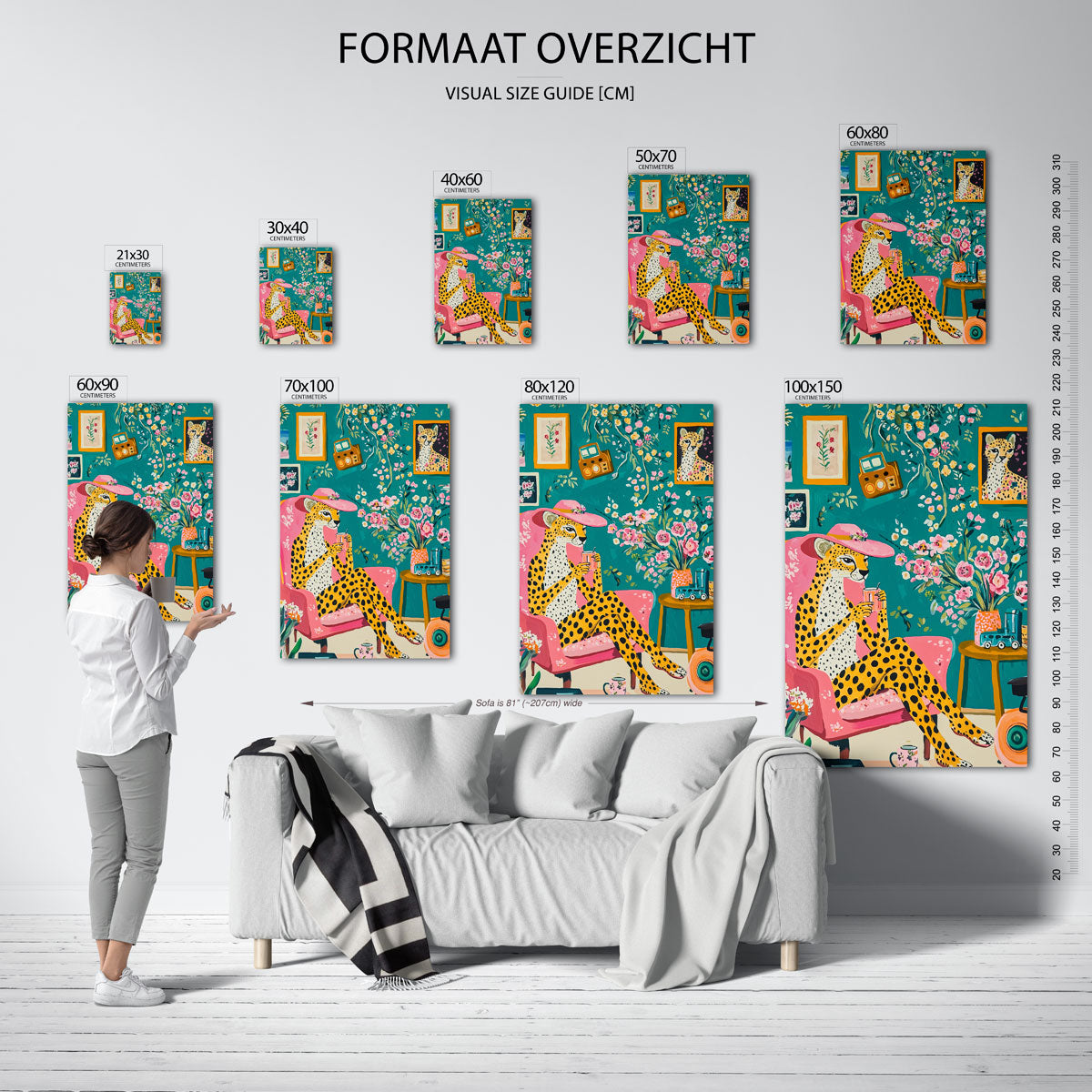 Luipaard met roze hoed Poster