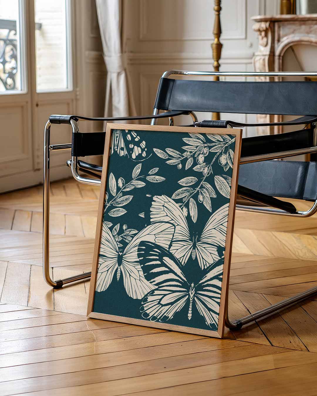 Betoverende Vlinders en Olijftakken Poster-WallArtistic