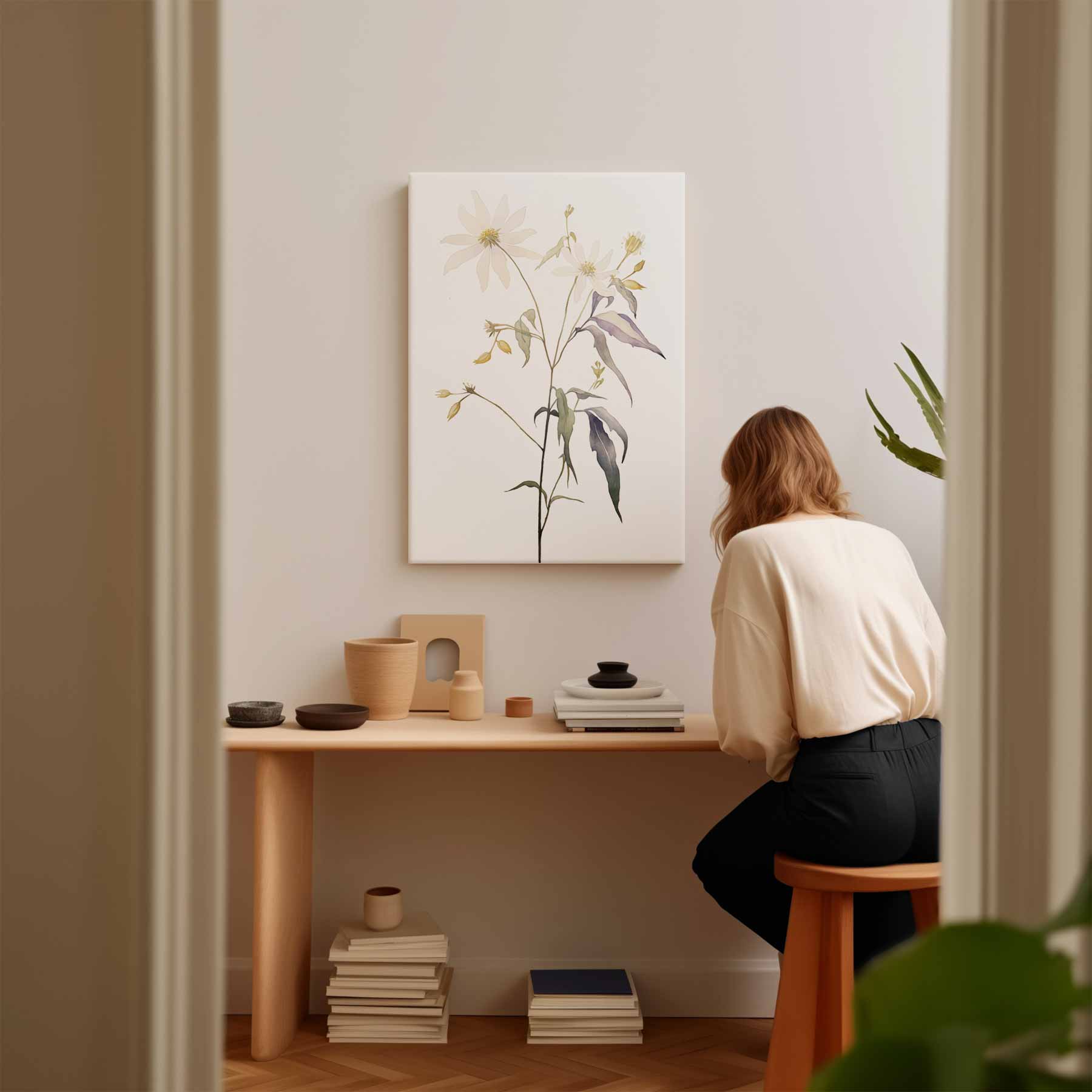 Zachte Bloemenpracht in Waterverf Kunstwerk-canvas-dibond-plexiglas-wanddecoratie-WallArtistic