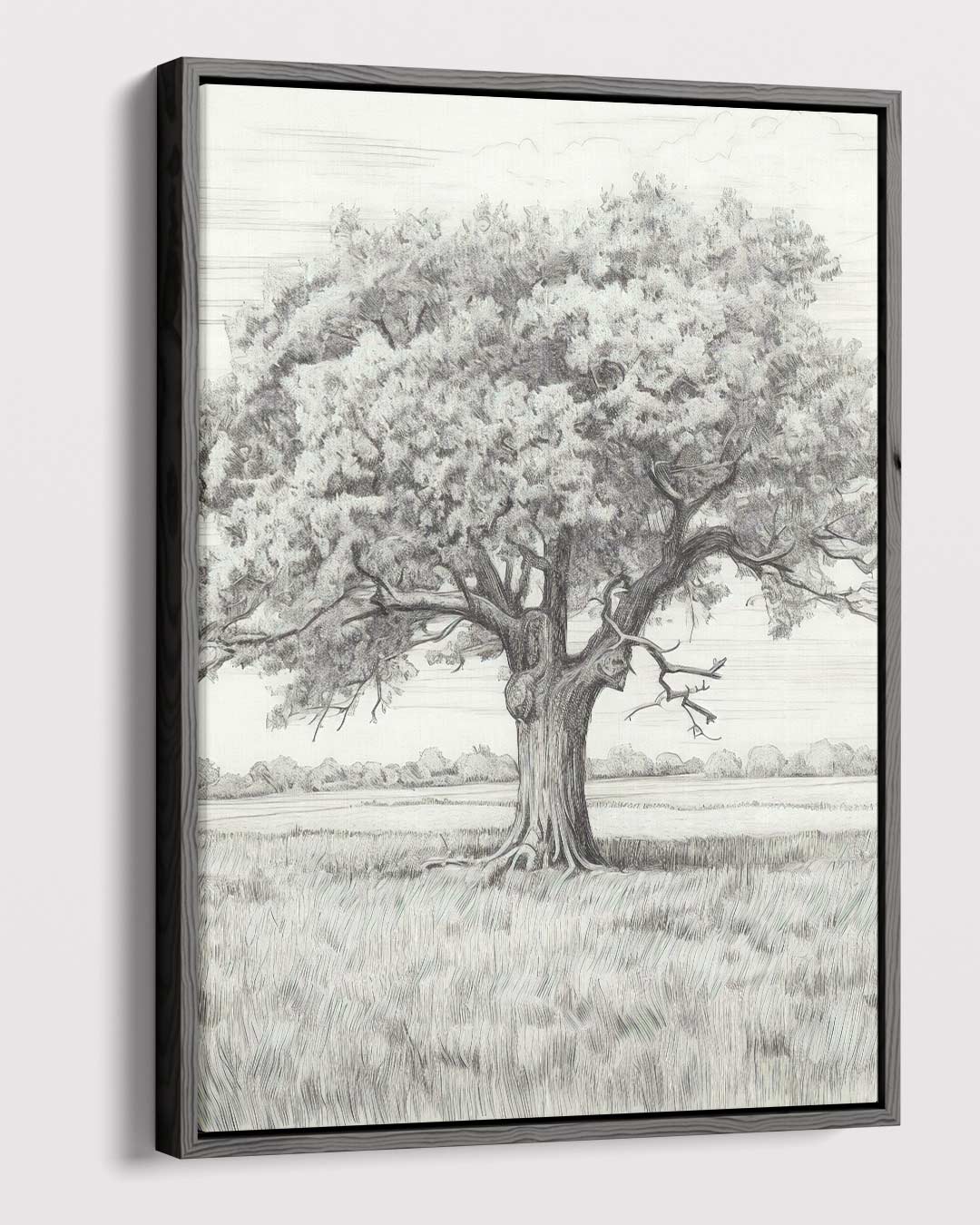 Magische Eikenboom Schets Kunstwerk-canvas-dibond-plexiglas-wanddecoratie-WallArtistic